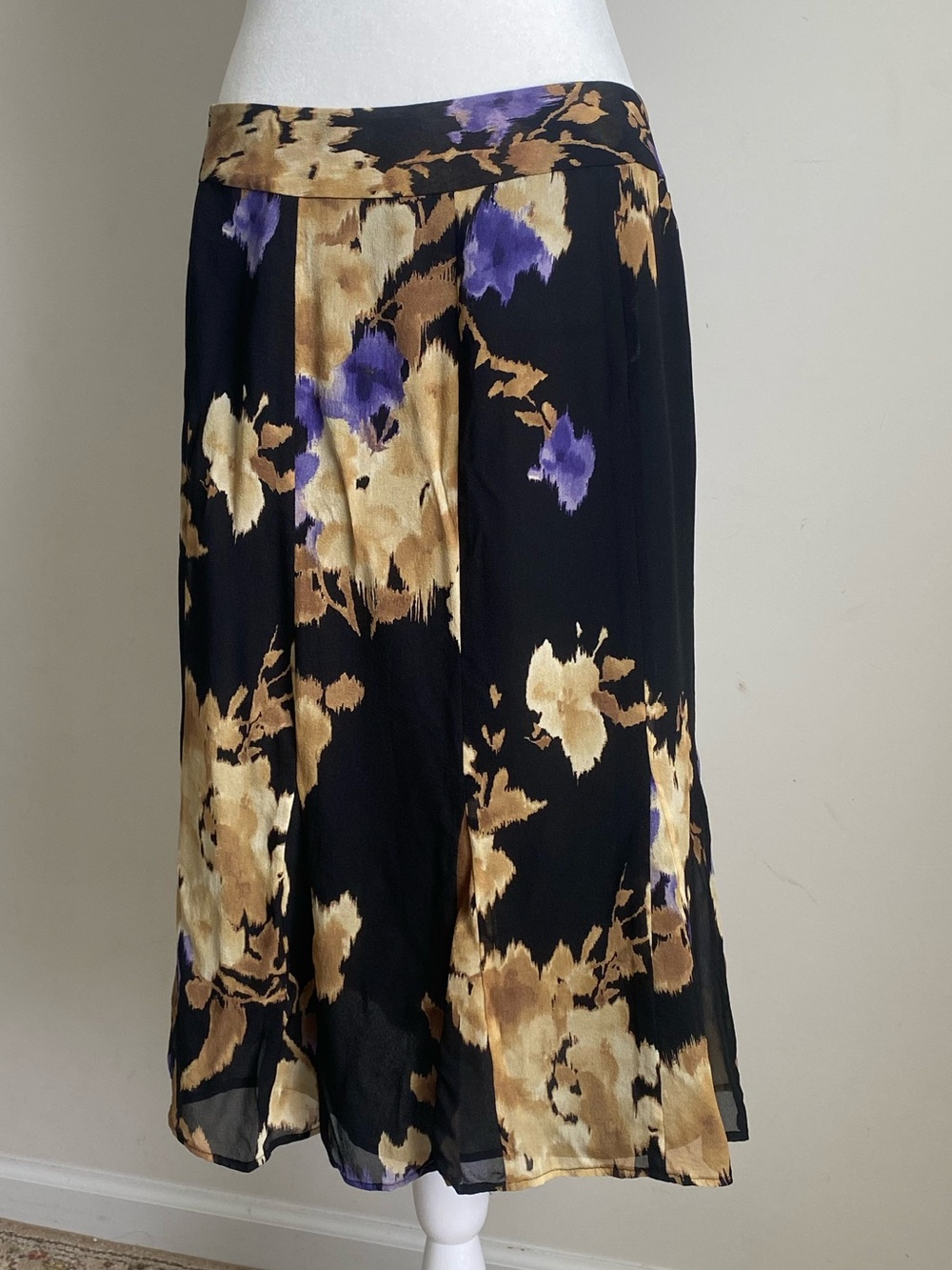 Jones New York Silk Midi Dress Y2K Sz 14 Flared Whimsigoth Fairy Aesthetic